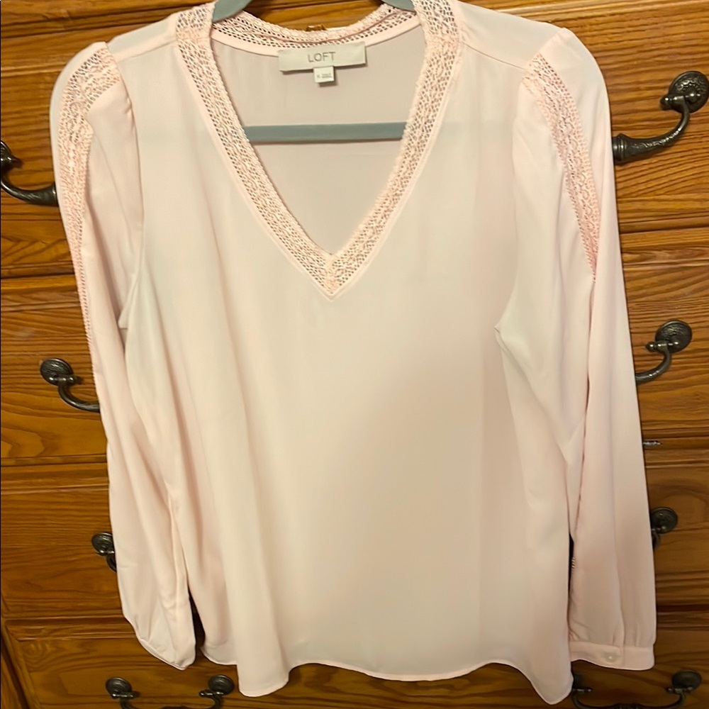 LOFT Women's Pink V-Neck Top